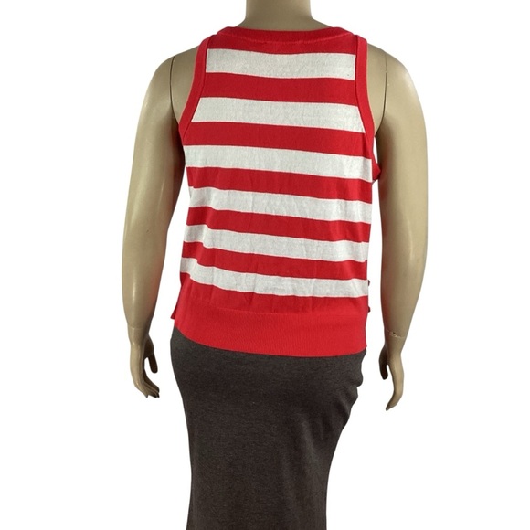 Michael Michael Kors Sea Coral White Striped Knit Tank Top XL - Picture 5 of 6